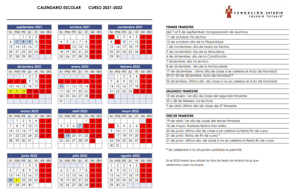 Calendario Escolar Calend Escolar 2021 22